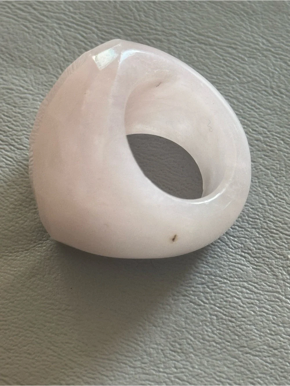 Hand Carved Pink Quartz Ring All Stone Ring. Size 7 (26g)